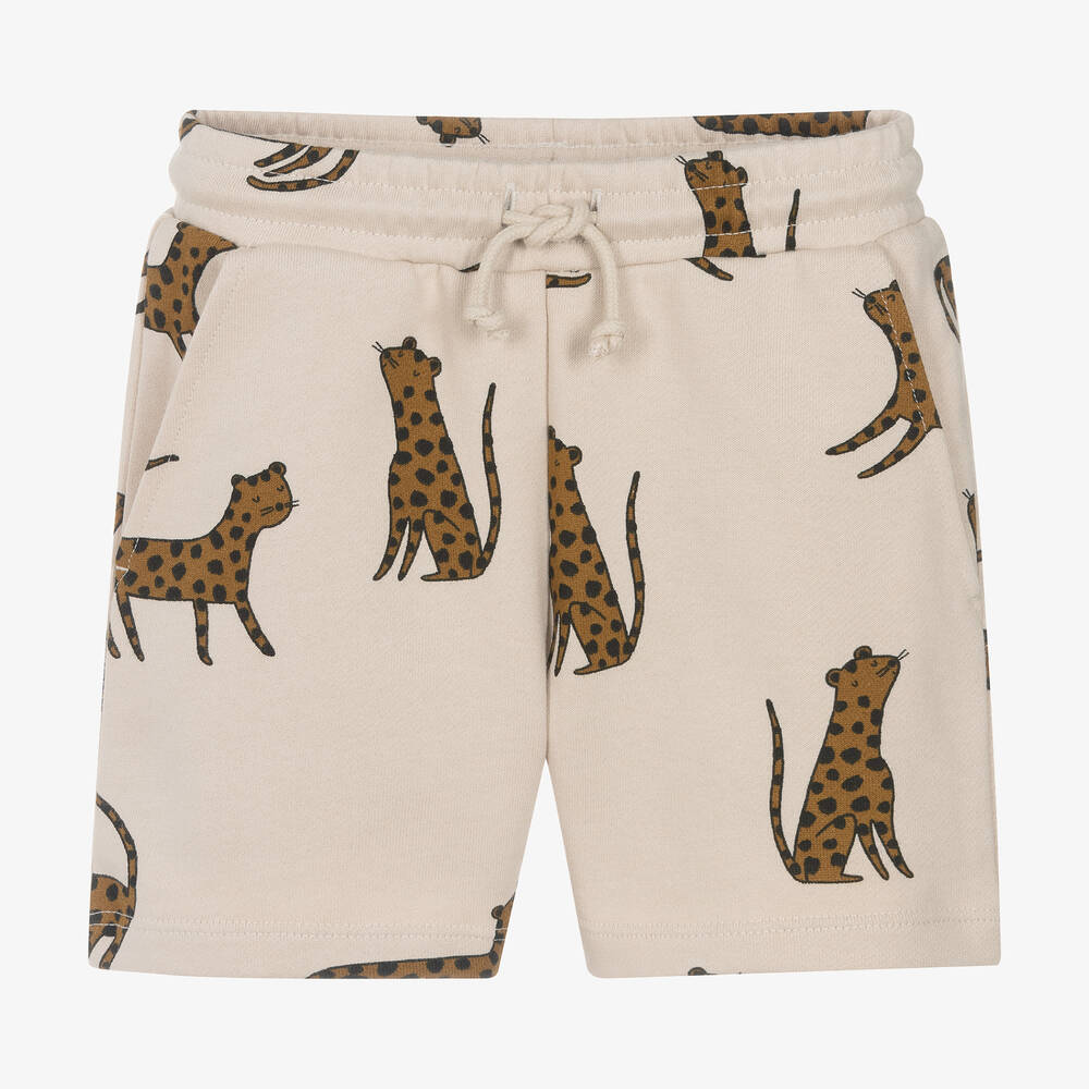 Liewood-Boys Beige Cotton Leopard Print Shorts | Childrensalon Outlet