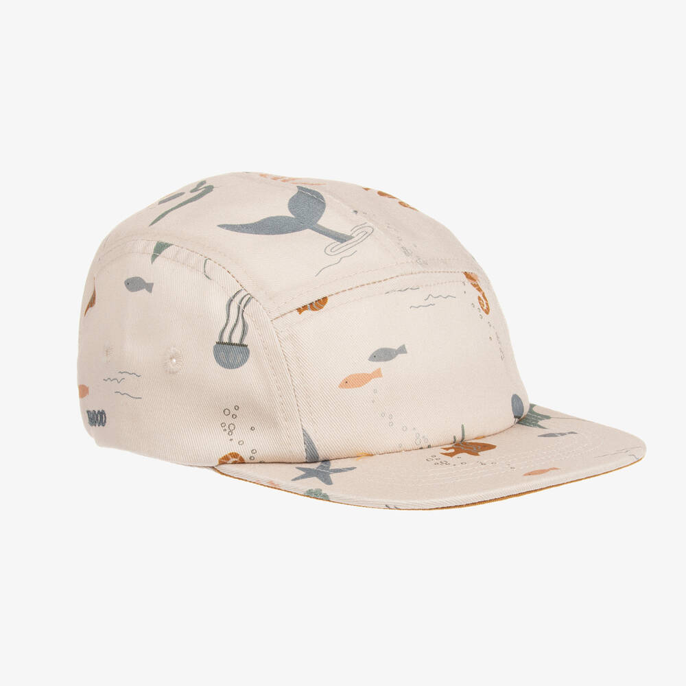 Liewood-Boys Beige Cotton Sea Creatures Cap | Childrensalon Outlet