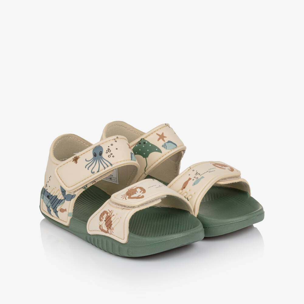 Liewood-Boys Beige & Green Sea Creature Sandals | Childrensalon Outlet