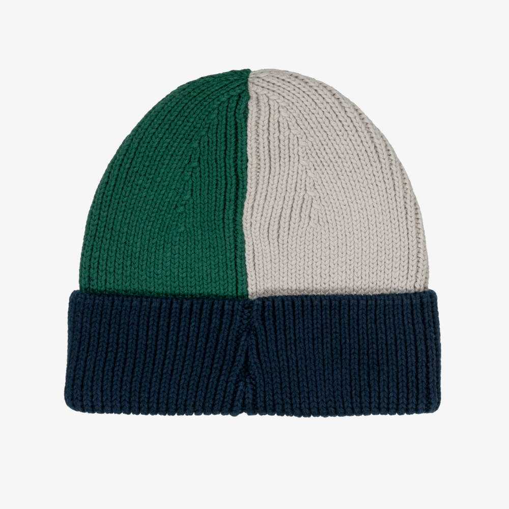 Liewood-Boys Blue, Beige & Green Organic Cotton Knitted Beanie Hat | Childrensalon Outlet