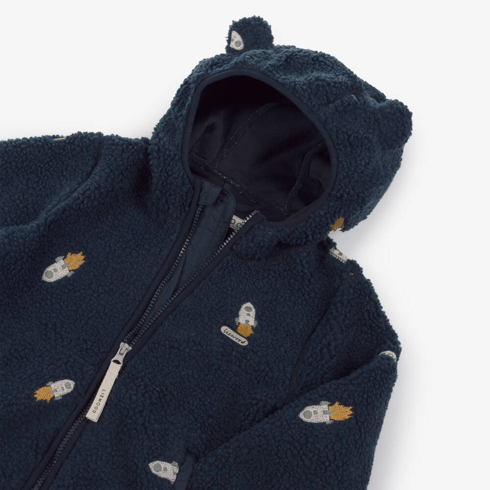 Liewood-Boys Blue Hooded Teddy Fleece Jacket | Childrensalon Outlet