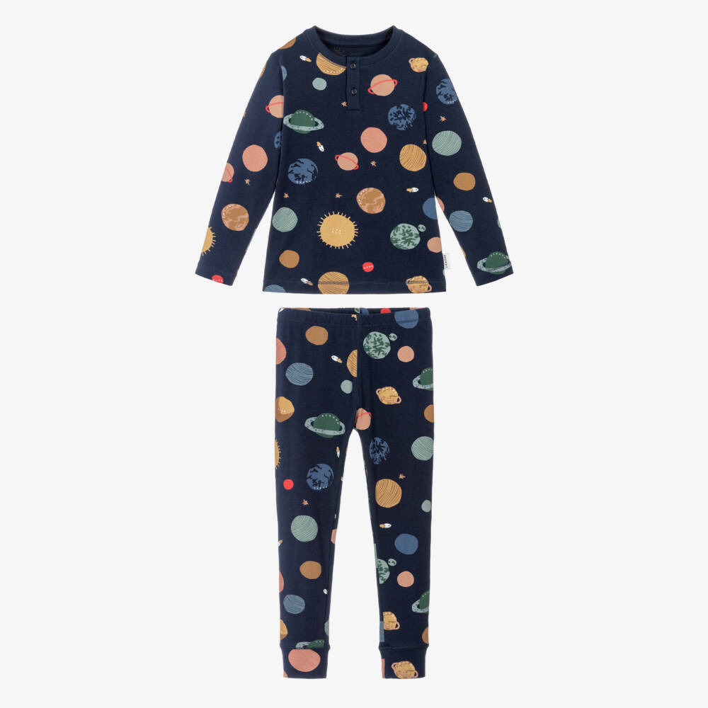 Liewood-Boys Blue Organic Cotton Planets Pyjamas | Childrensalon Outlet