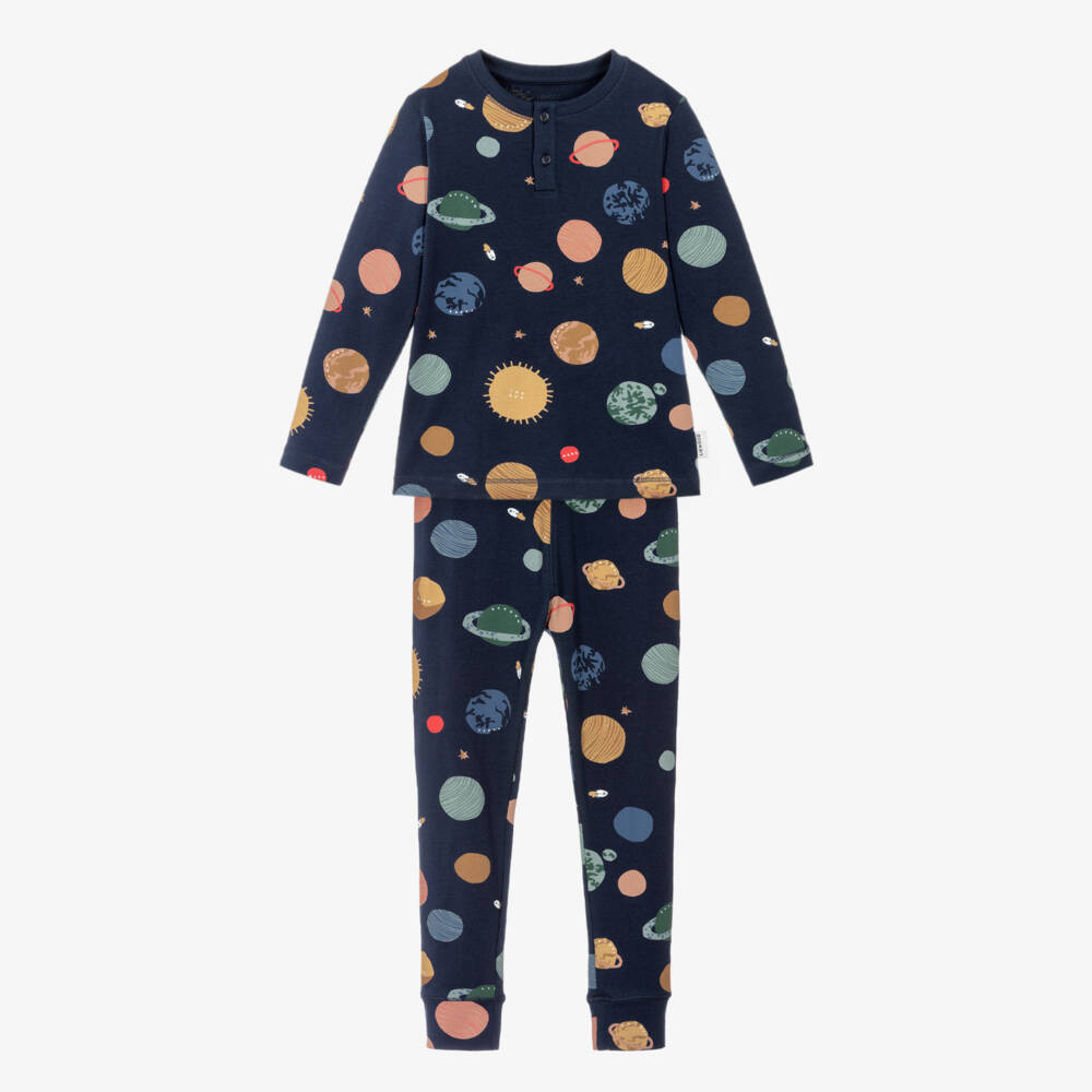 Liewood-Boys Blue Organic Cotton Planets Pyjamas | Childrensalon Outlet