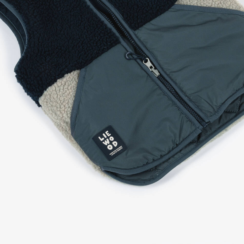 Liewood-Boys Blue Reversible Padded Fleece Gilet | Childrensalon Outlet