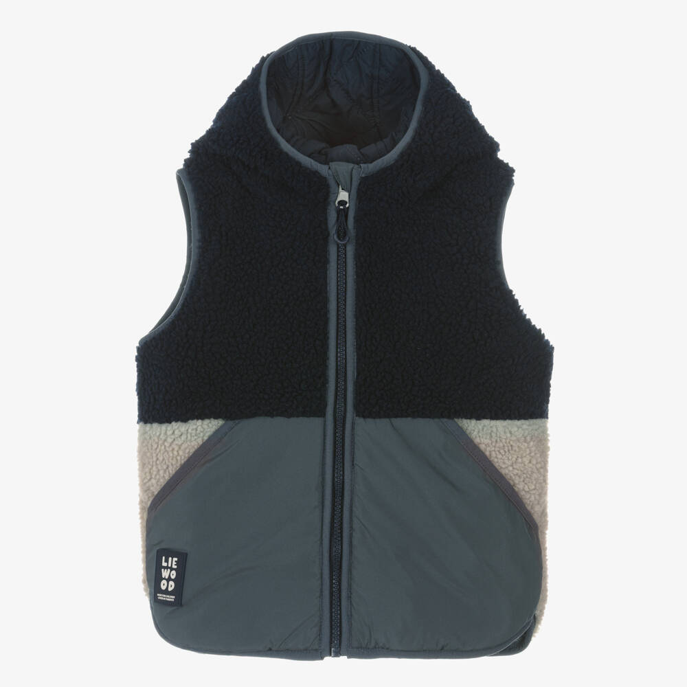 Liewood-Boys Blue Reversible Padded Fleece Gilet | Childrensalon Outlet