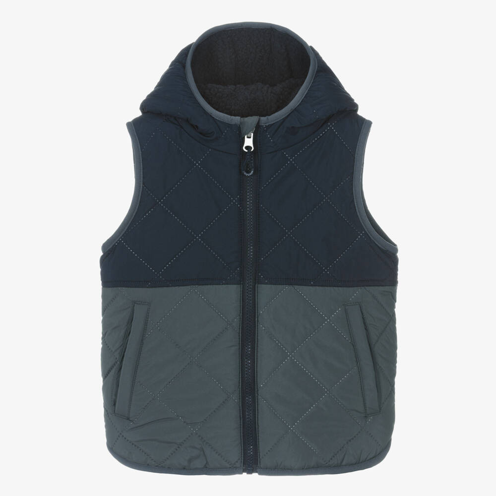 Liewood-Boys Blue Reversible Padded Fleece Gilet | Childrensalon Outlet