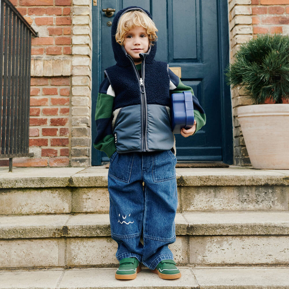 Liewood-Boys Blue Reversible Padded Fleece Gilet | Childrensalon Outlet