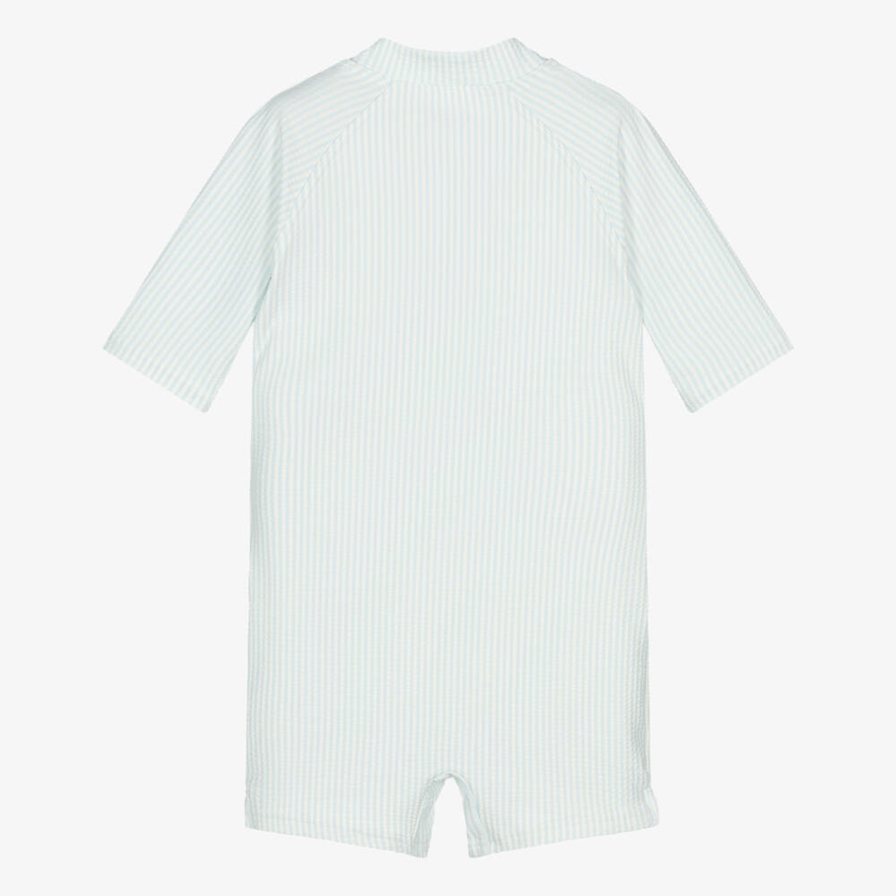 Liewood-Boys Blue Seersucker Zip Suit | Childrensalon Outlet