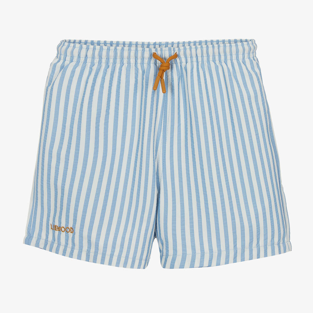 Boys Blue Striped Swim Shorts UPF 40