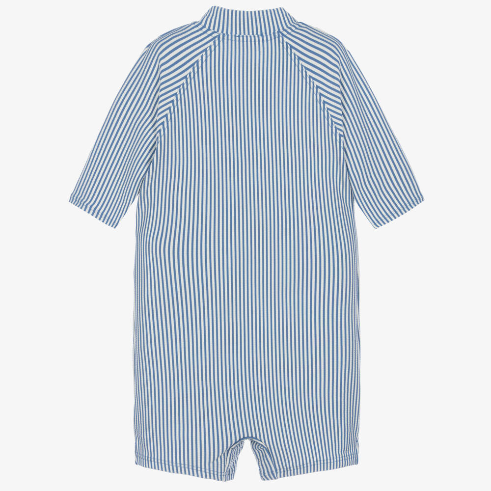 Liewood-Boys Blue & White Stripe Sun Suit | Childrensalon Outlet