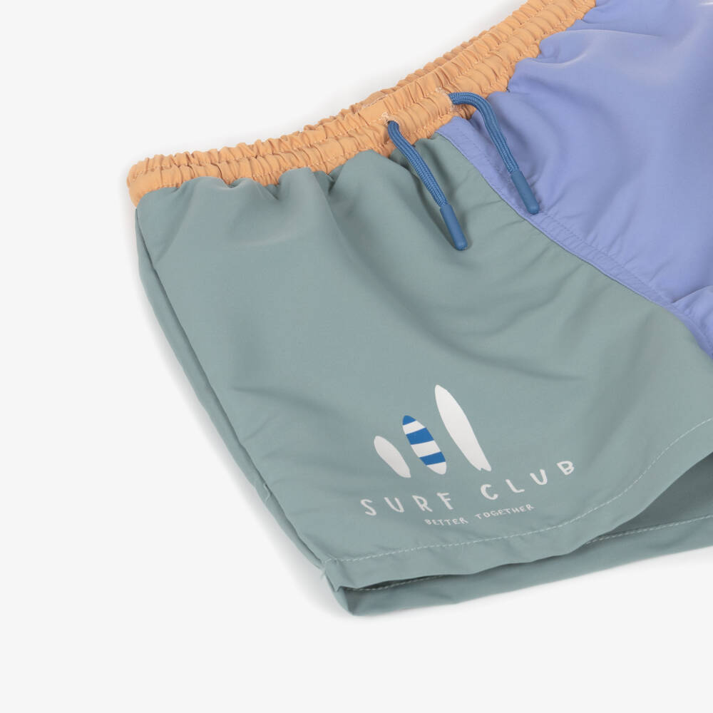 Liewood-Boys Green & Blue Colourblock Swim Shorts | Childrensalon Outlet