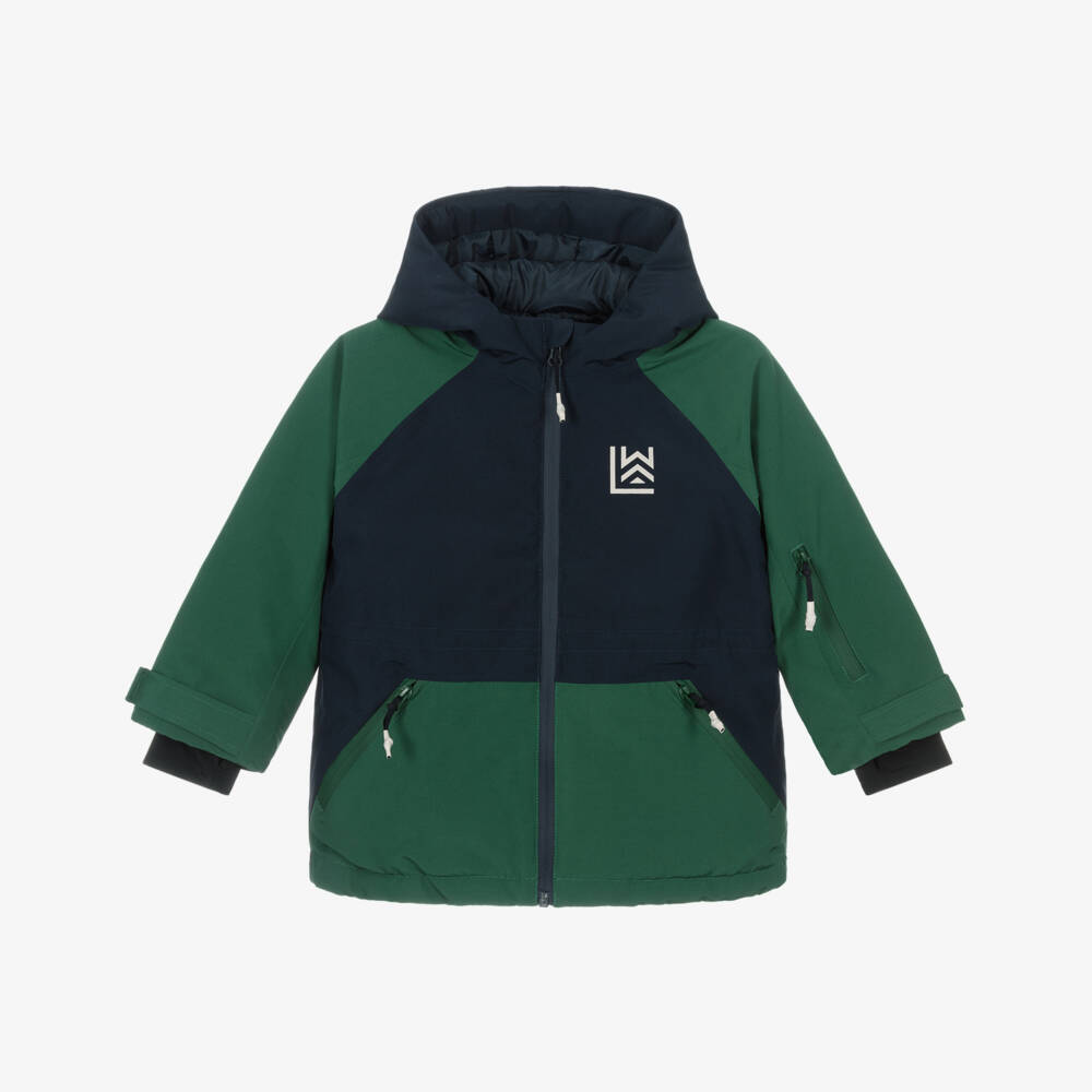 Liewood-Boys Green & Navy Blue Technical Ski Jacket | Childrensalon Outlet