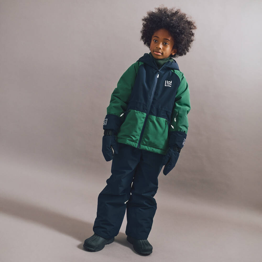 Liewood-Boys Green & Navy Blue Technical Ski Jacket | Childrensalon Outlet
