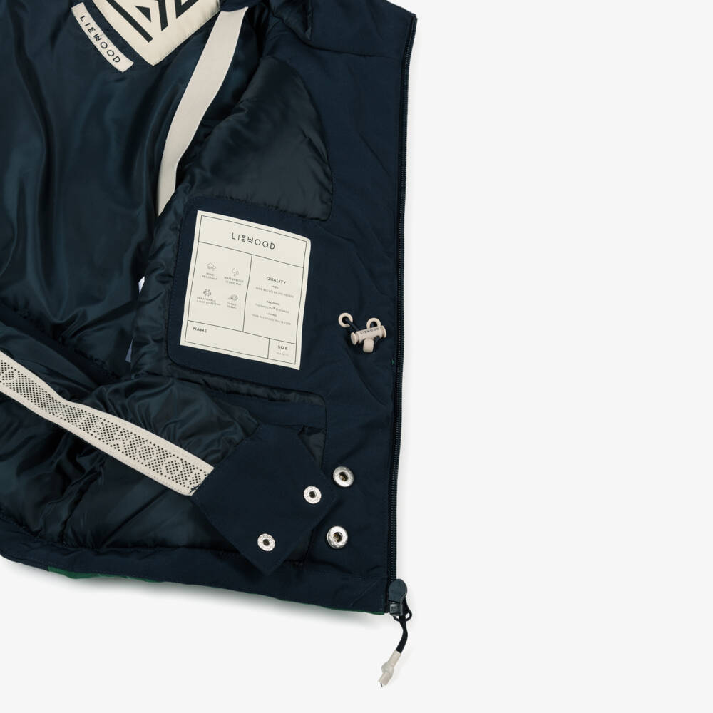 Liewood-Boys Green & Navy Blue Technical Ski Jacket | Childrensalon Outlet