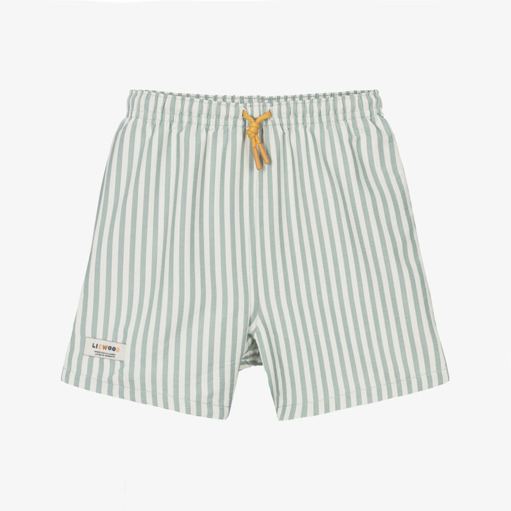 Liewood-Boys Green & White Striped Swim Shorts | Childrensalon Outlet