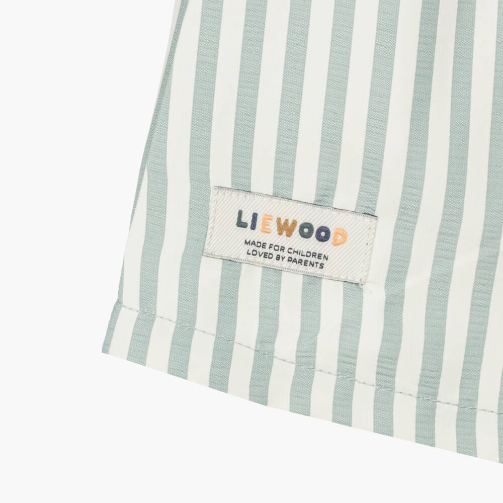 Liewood-Boys Green & White Striped Swim Shorts | Childrensalon Outlet