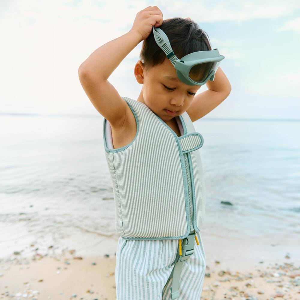 Liewood-Boys Green & White Striped Swim Shorts | Childrensalon Outlet