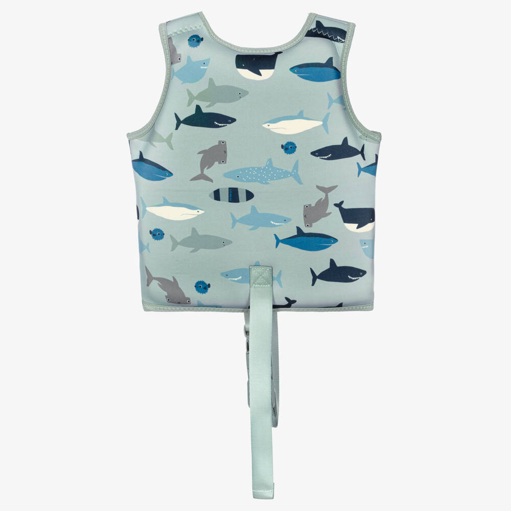 Liewood-Boys Grey-Blue Shark Print Float Vest | Childrensalon Outlet
