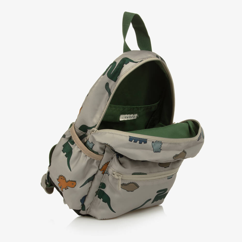 Liewood-Boys Grey Dinosaur Print Backpack (27cm) | Childrensalon Outlet