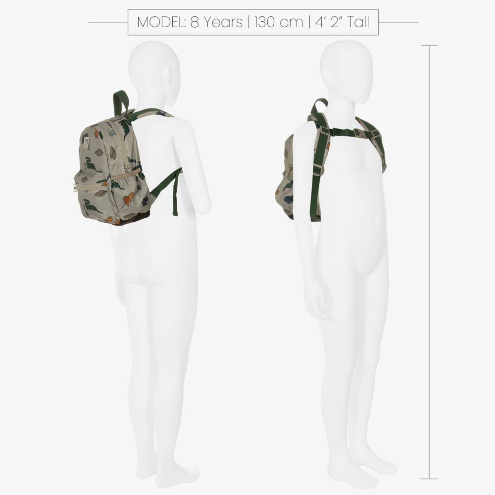 Liewood-Boys Grey Dinosaur Print Backpack (27cm) | Childrensalon Outlet