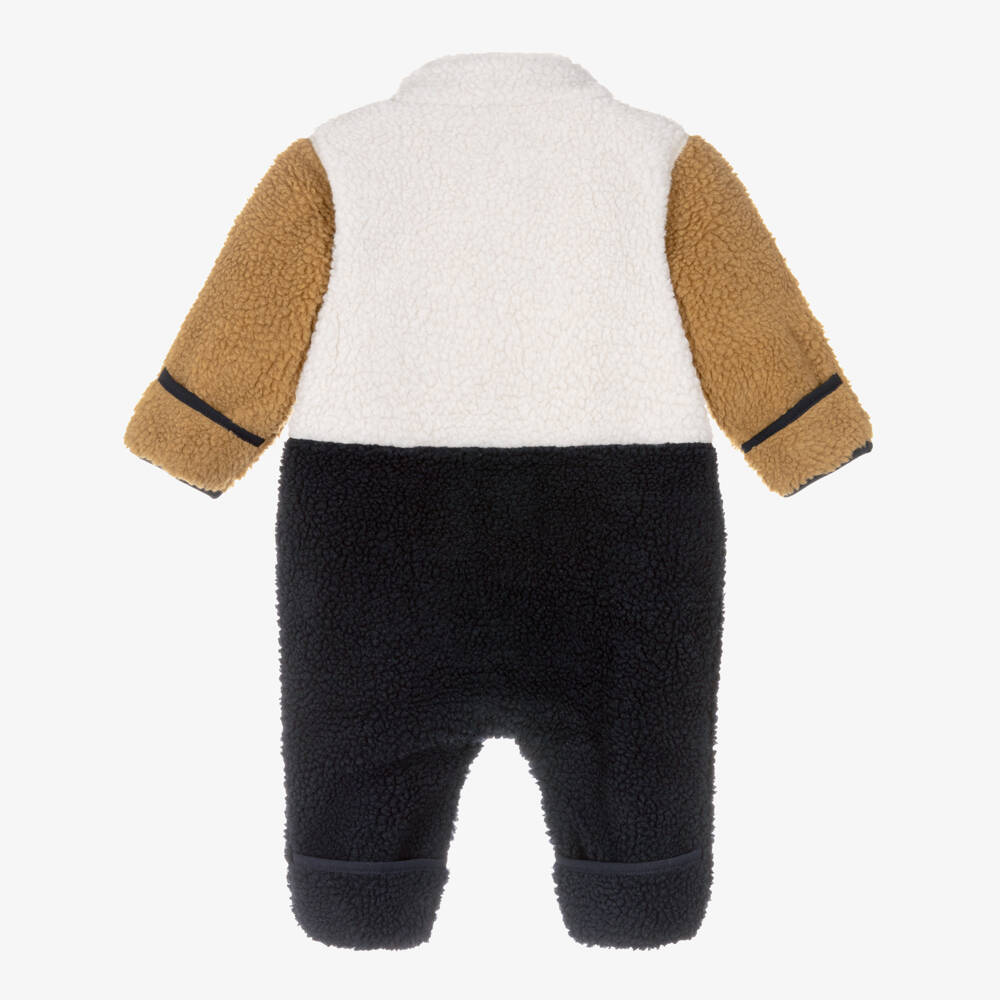 Liewood-Boys Ivory & Blue Fleece Zip-Up Pramsuit | Childrensalon Outlet