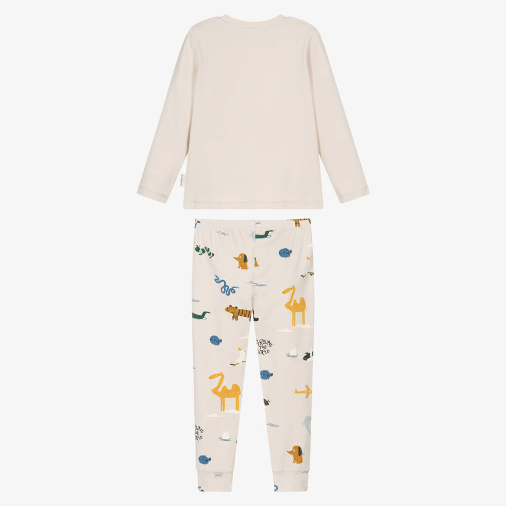 Liewood-Boys Ivory Cotton Pyjamas with Animal Print | Childrensalon Outlet