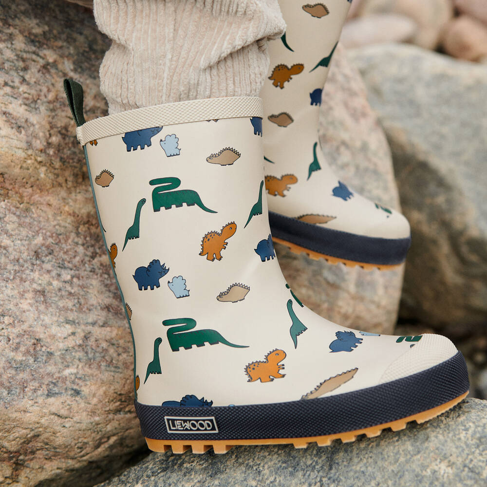 Liewood-Boys Ivory Dino Rain Boots | Childrensalon Outlet
