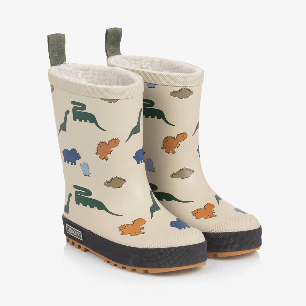 Liewood-Boys Ivory Dino Rain Boots | Childrensalon Outlet