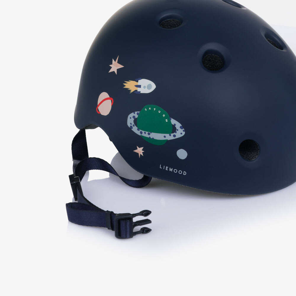 Liewood-Boys Navy Blue Planet Print Bike Helmet | Childrensalon Outlet