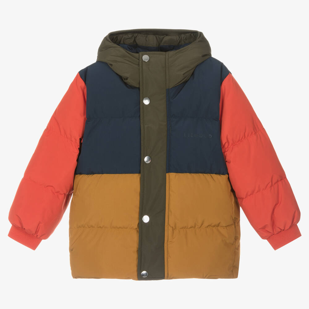 Liewood - Boys Navy Blue & Yellow Puffer Jacket | Childrensalon