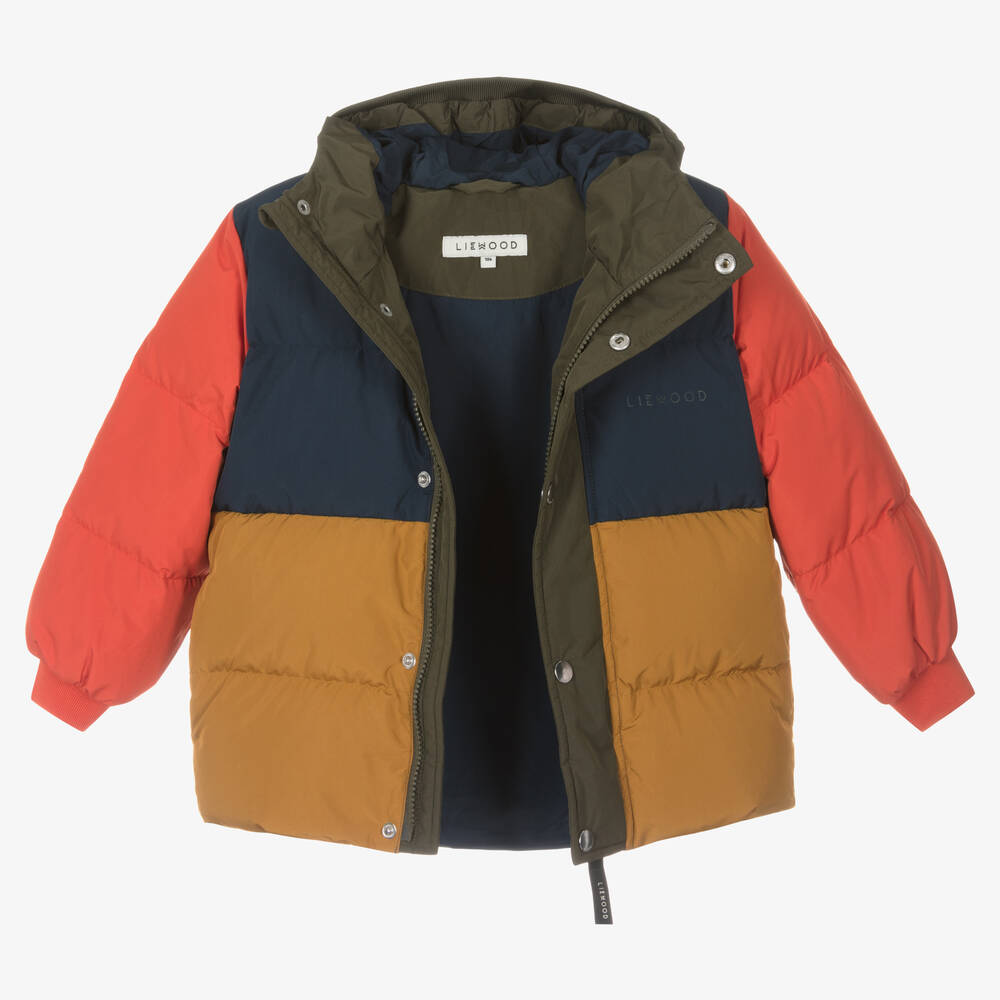 ليوود-جاكيت بافر هودي لون كحلي وأصفر للأولاد | Childrensalon Outlet