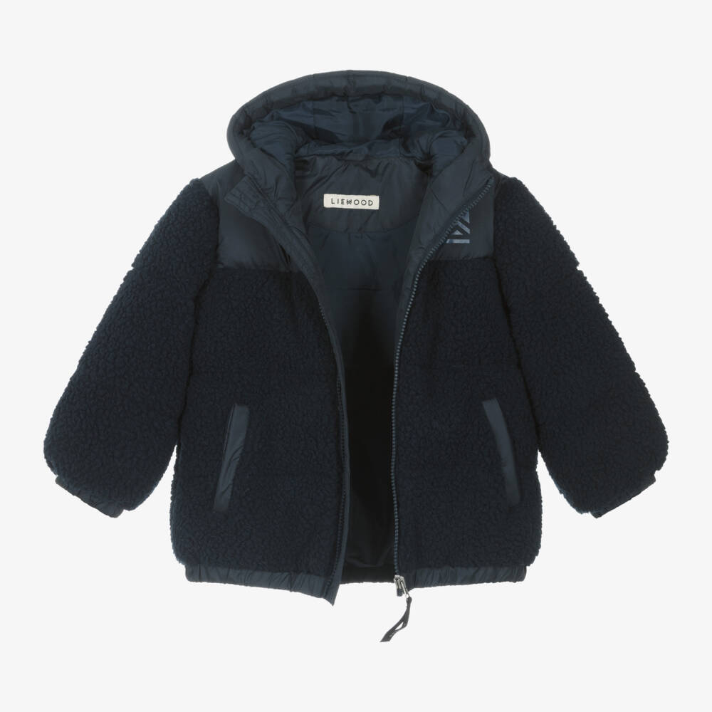 Liewood-Boys Navy Sherpa Fleece Hoodie | Childrensalon Outlet