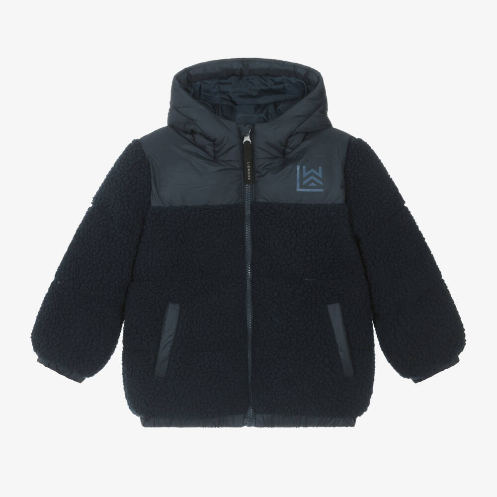Liewood-Boys Navy Sherpa Fleece Hoodie | Childrensalon Outlet