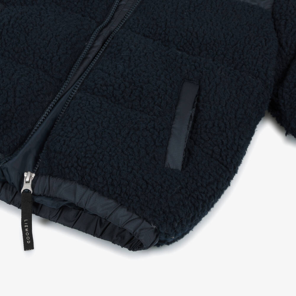 Liewood-Boys Navy Sherpa Fleece Hoodie | Childrensalon Outlet