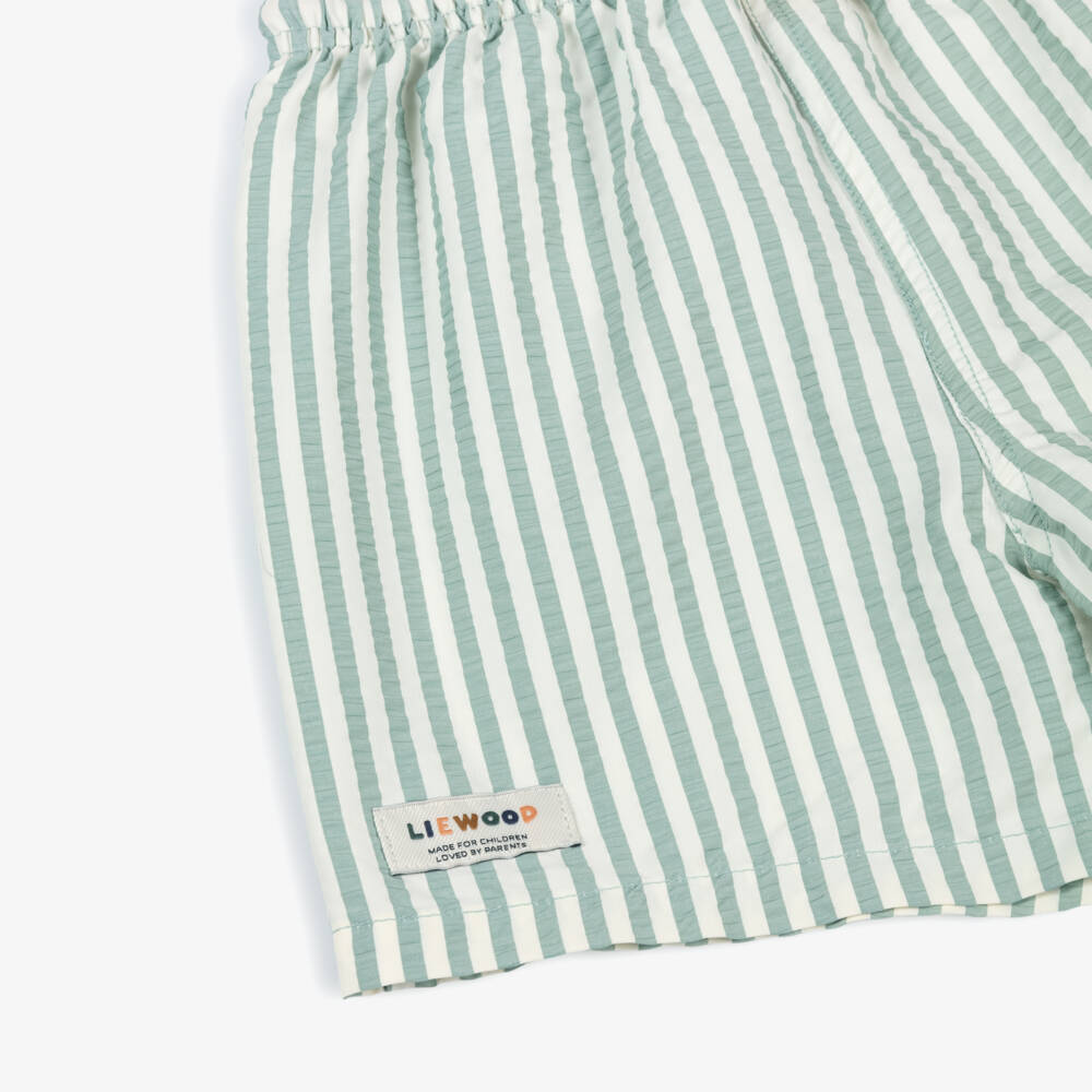 Liewood-Boys Seersucker Green Striped Shorts | Childrensalon Outlet