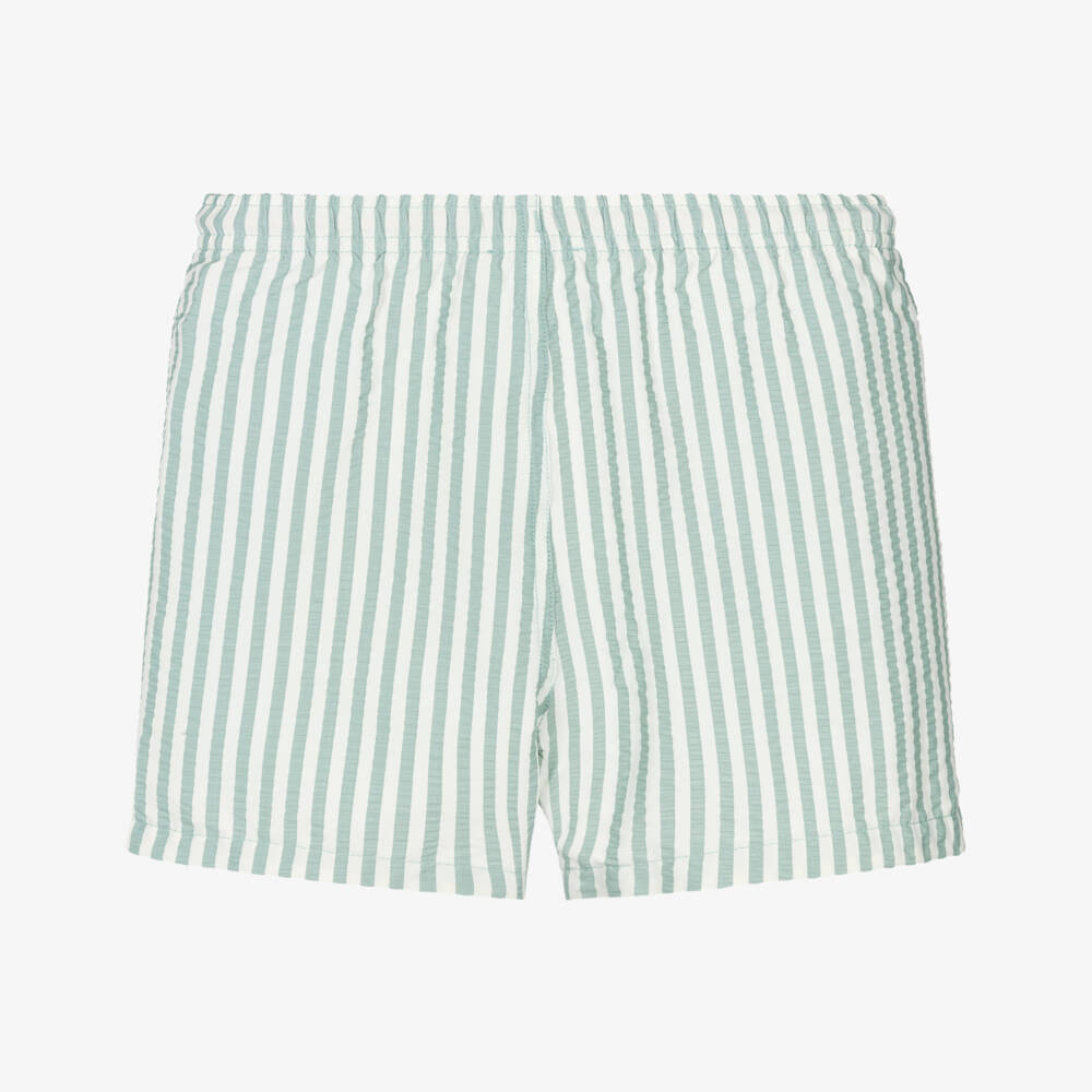 Liewood-Boys Seersucker Green Striped Shorts | Childrensalon Outlet
