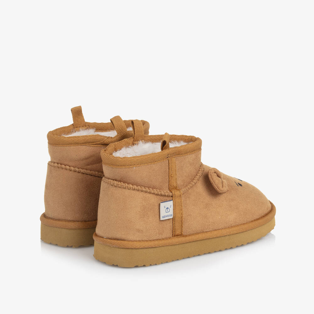 Liewood-Brown Alban Bear Shoes with 3D Ears & Embroidered Face | Childrensalon Outlet