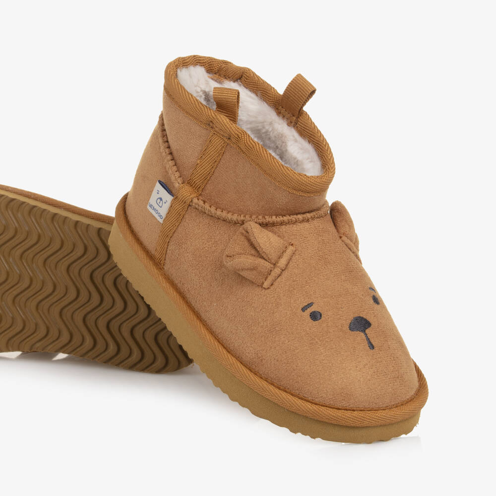 Liewood-Brown Alban Bear Shoes with 3D Ears & Embroidered Face | Childrensalon Outlet