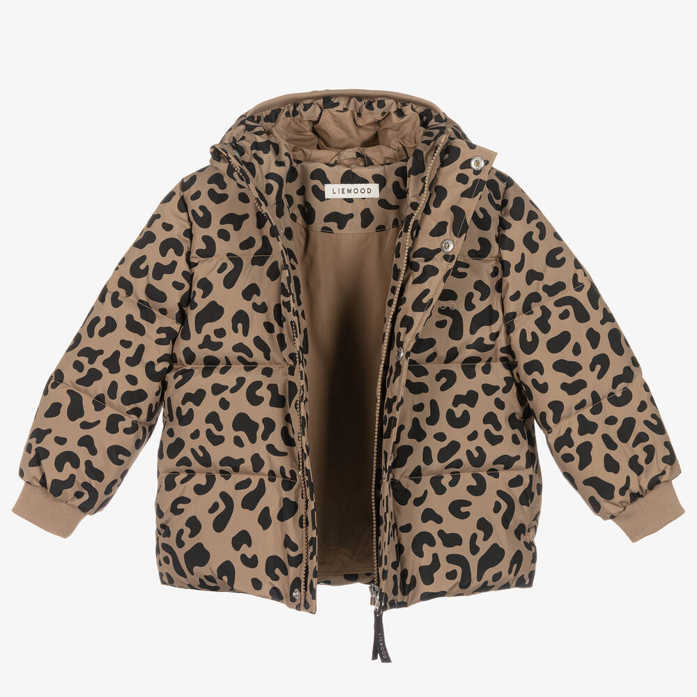 Liewood Brown Leopard Print Puffer Jacket