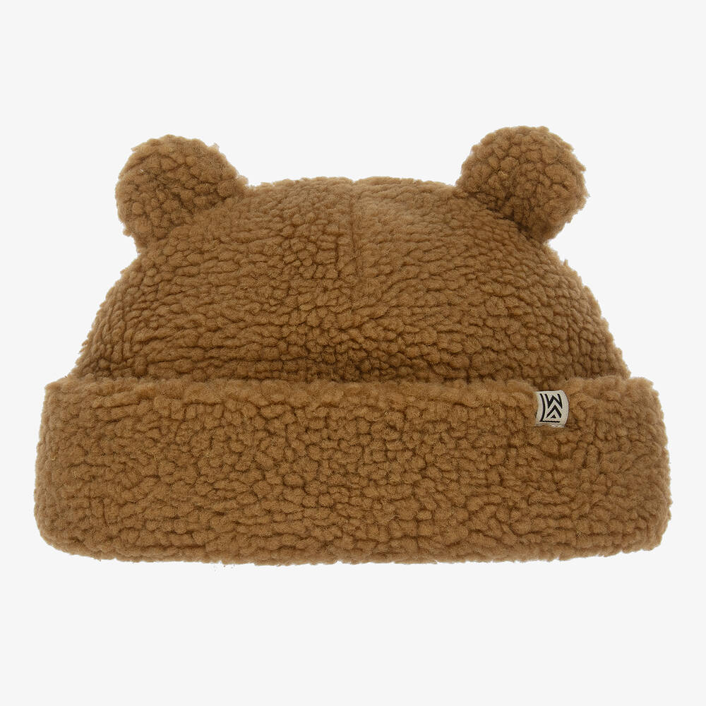 Liewood-Brown Sherpa Fleece Teddy Ears Beanie Hat | Childrensalon Outlet