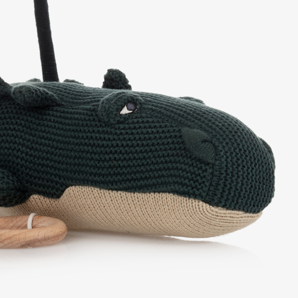 Liewood-لعبة موسيقية تمساح قطن لون أخضر وبيج (31 سم) | Childrensalon Outlet