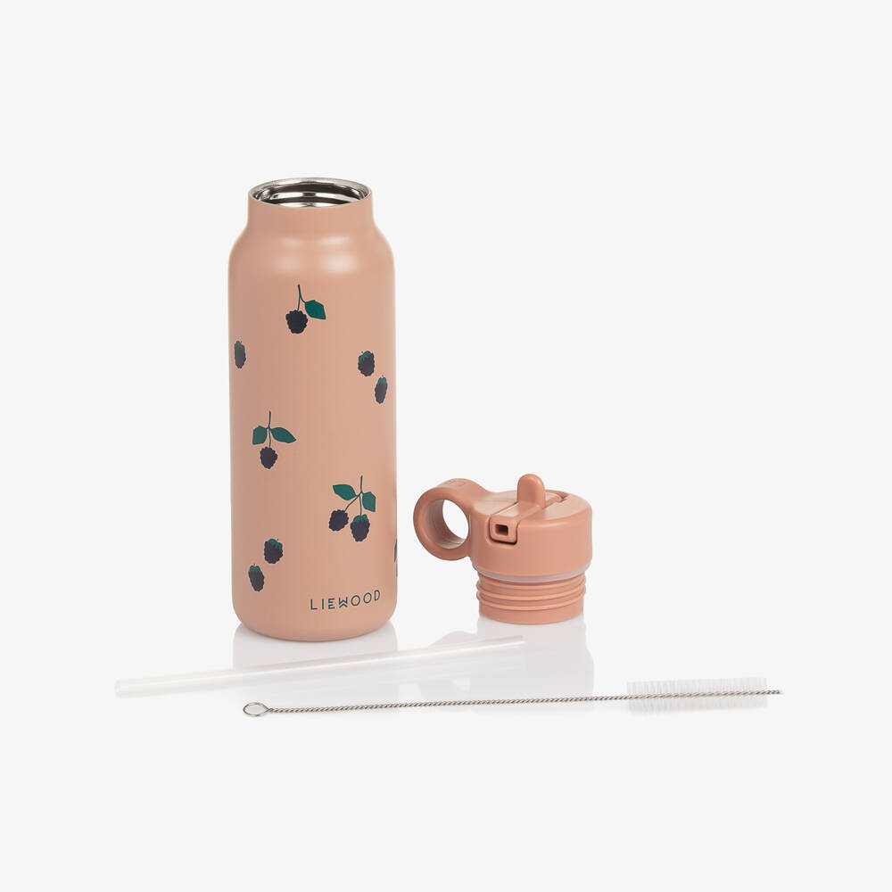 Liewood-Dusky Pink Blackberry Print Water Bottle (19cm) | Childrensalon Outlet