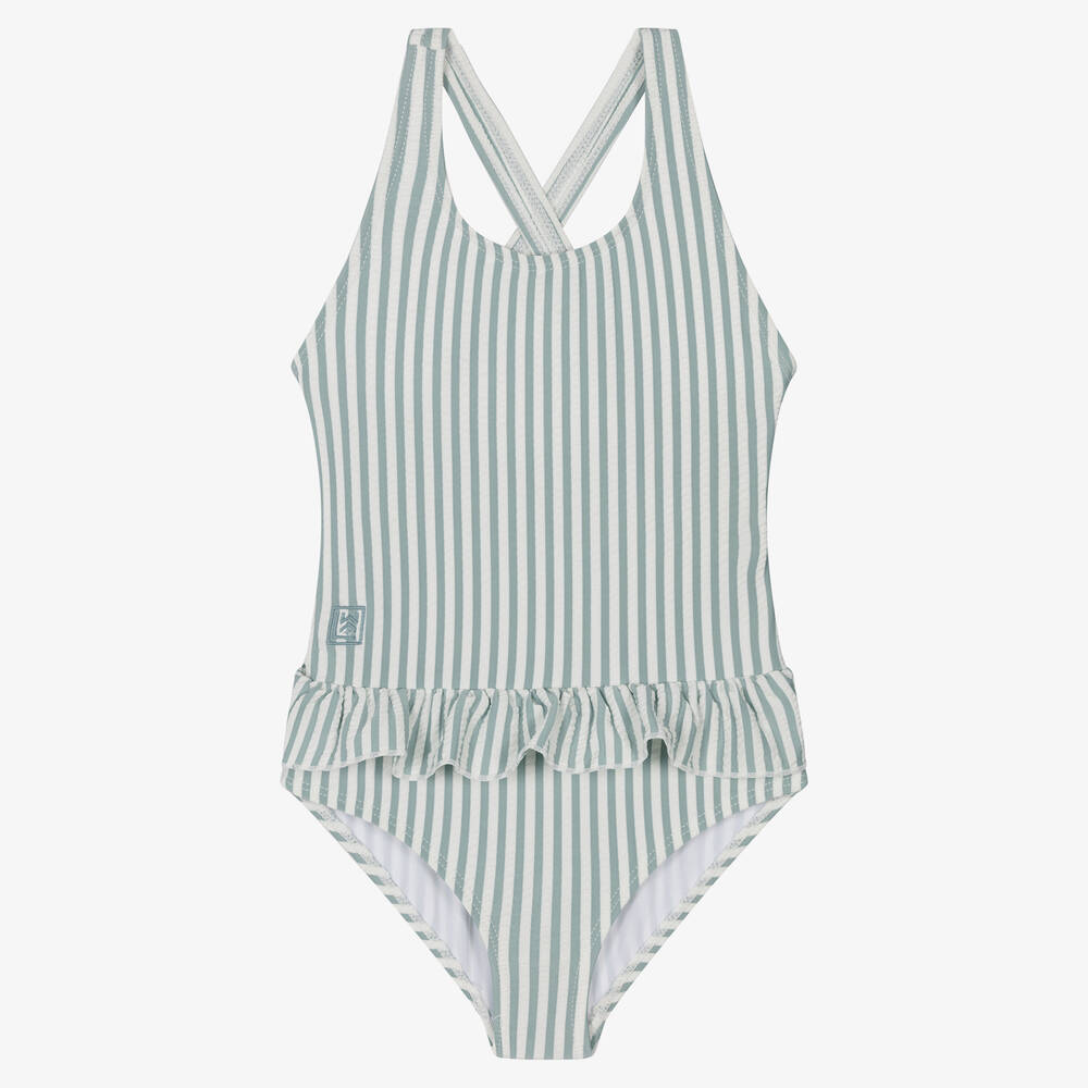 Liewood - Girls Blue Stripe Amara Swimsuit (UPF40+) | Childrensalon