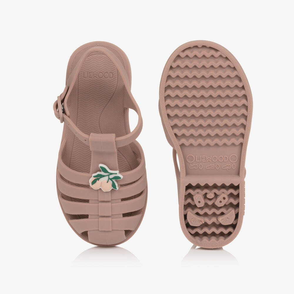 Liewood-Girls Dark Rose Pink Jelly Sandals with Cherry Motifs | Childrensalon Outlet