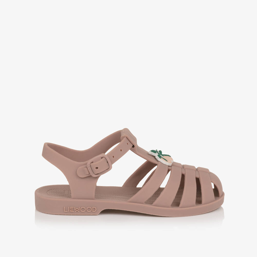 Liewood-Girls Dark Rose Pink Jelly Sandals with Cherry Motifs | Childrensalon Outlet