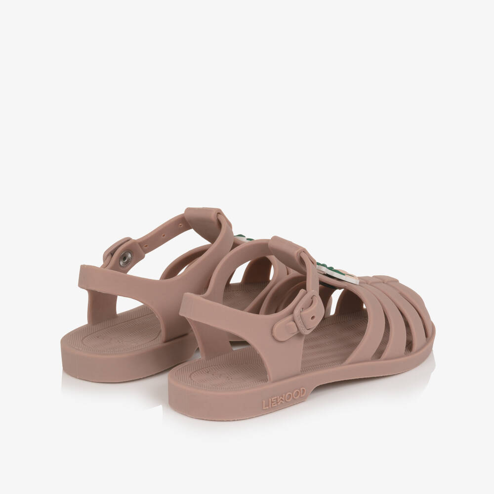 Liewood-Girls Dark Rose Pink Jelly Sandals with Cherry Motifs | Childrensalon Outlet
