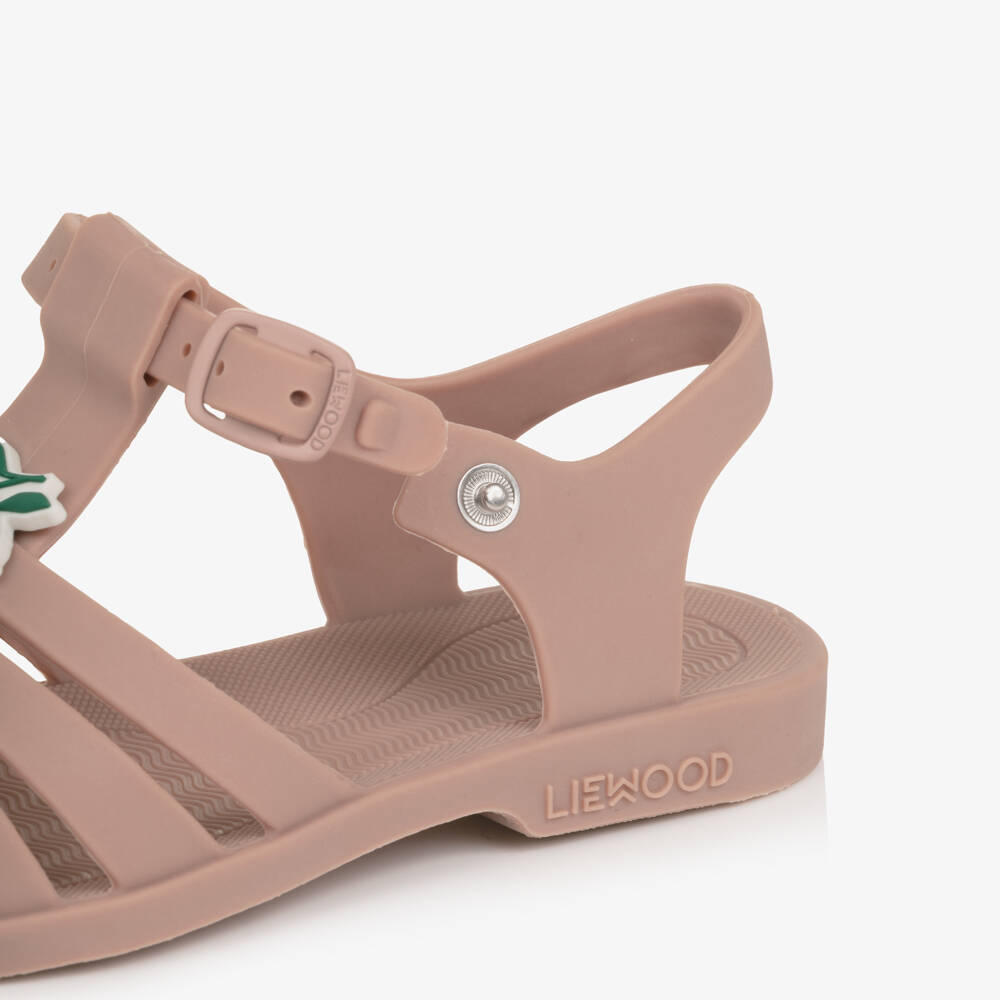 Liewood-Girls Dark Rose Pink Jelly Sandals with Cherry Motifs | Childrensalon Outlet