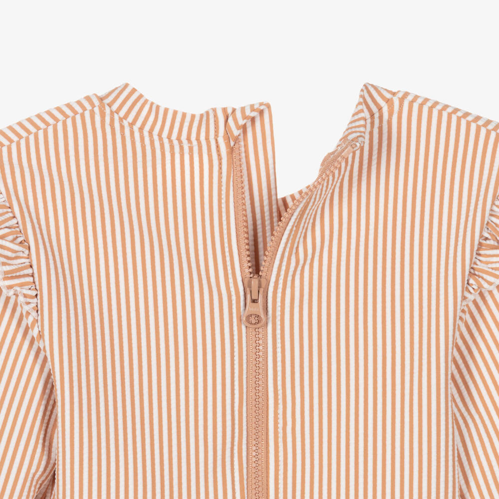 Liewood-Girls Dusky Pink Stripe Long Sleeve Swimsuit | Childrensalon Outlet