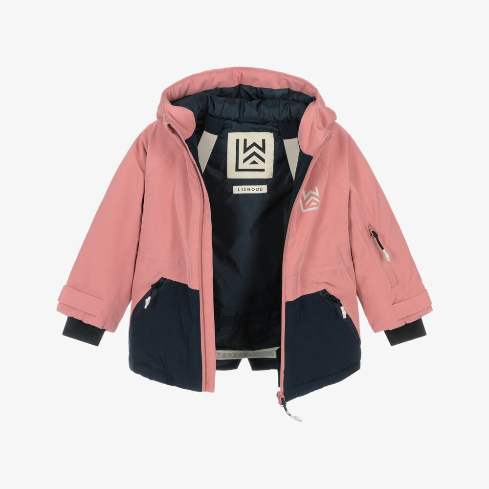 Liewood-Girls Dusty Pink & Navy Blue Technical Ski Jacket | Childrensalon Outlet