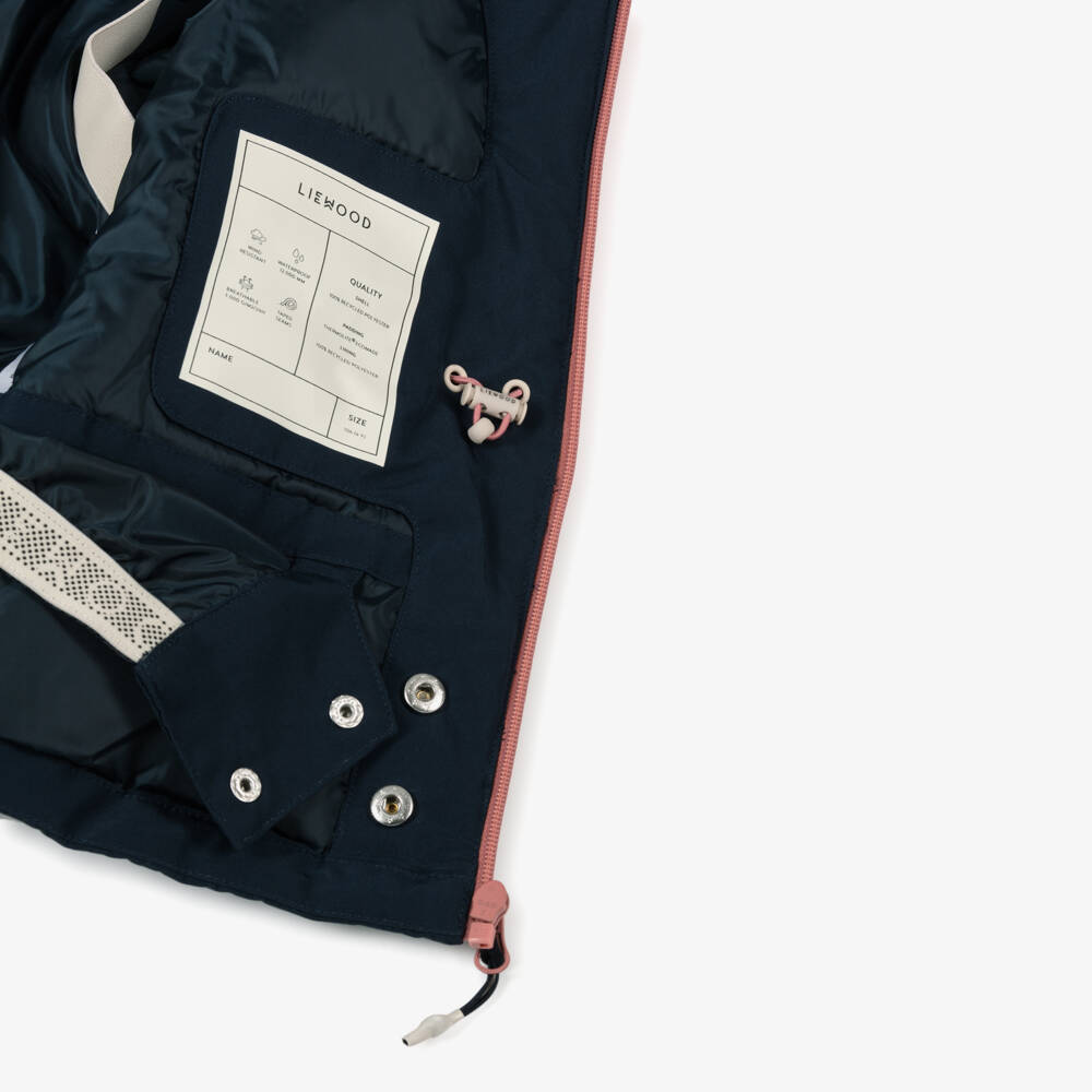 Liewood-Girls Dusty Pink & Navy Blue Technical Ski Jacket | Childrensalon Outlet